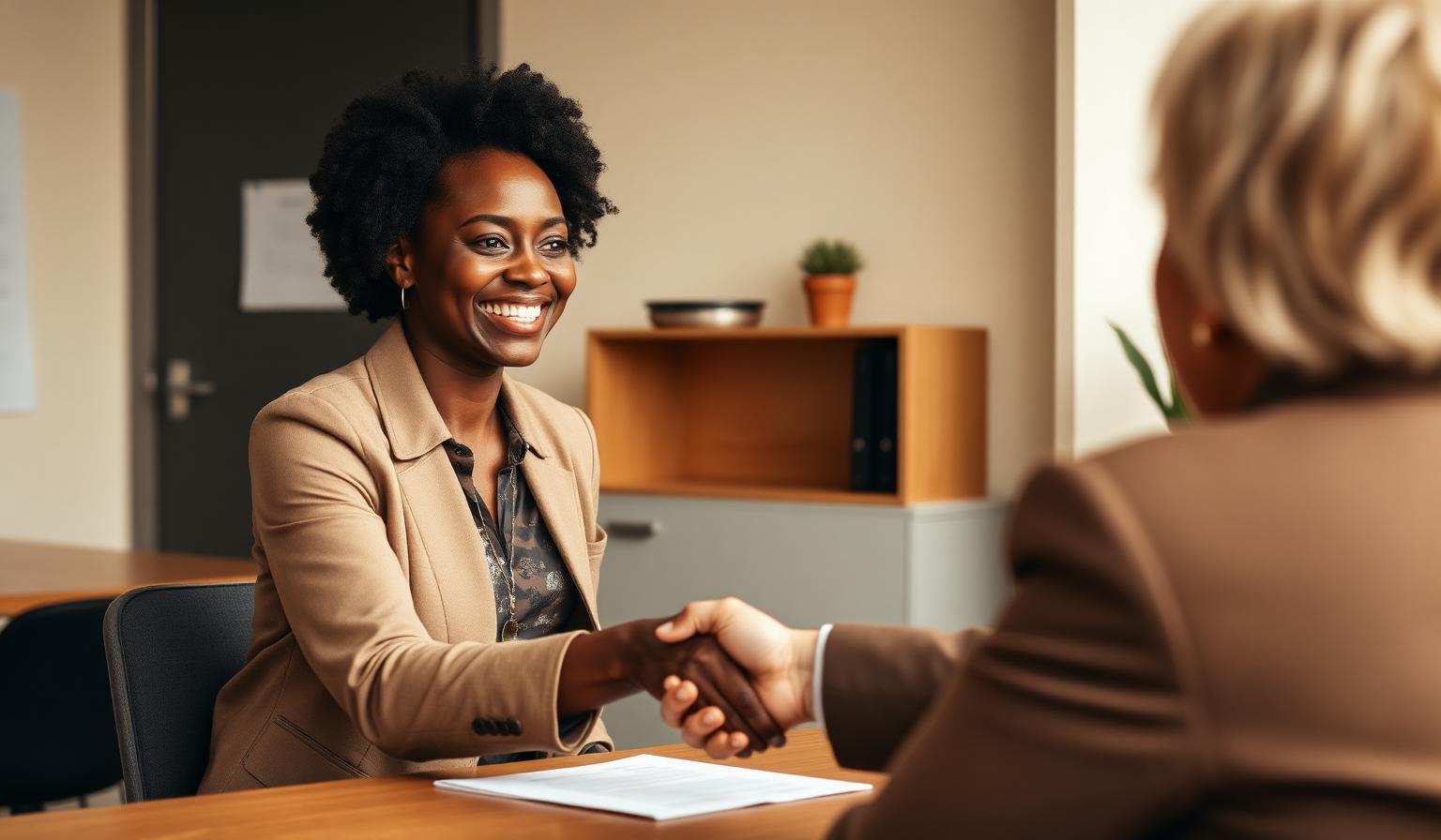 Une personne retrouvant un emploi après un entretien