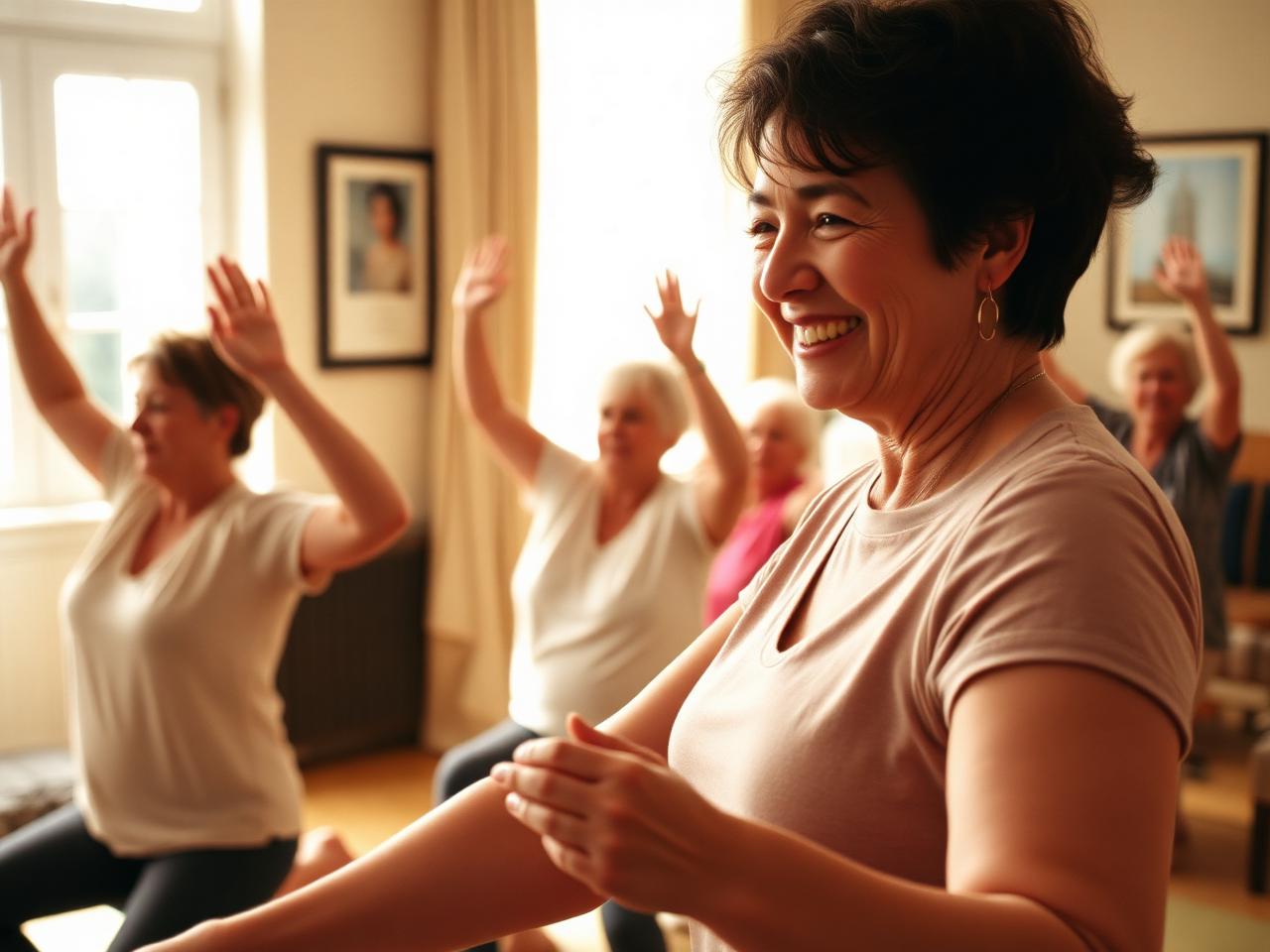 Atelier de gym douce pour seniors en groupe